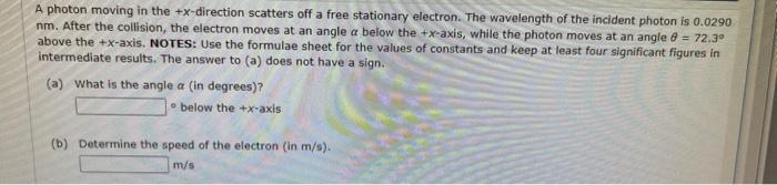 Solved A photon moving in the +x-direction scatters off a | Chegg.com