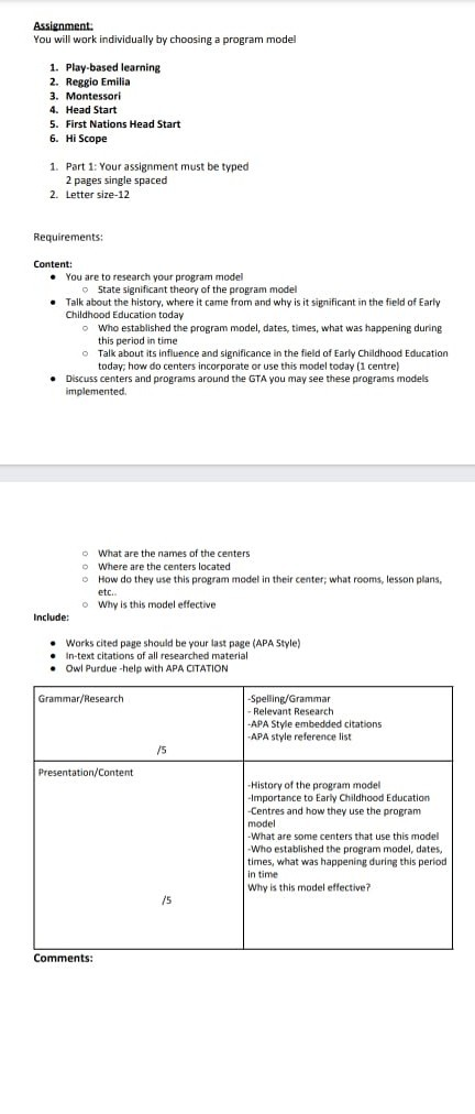 Assignment: You will work individually by choosing a | Chegg.com