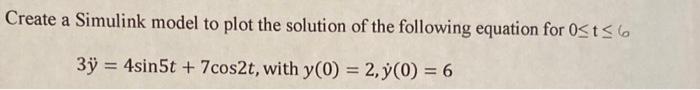 Solved Create a Simulink model to plot the solution of the | Chegg.com