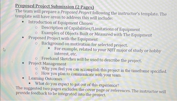 Proposed Project Submission (2 Pages) The team will | Chegg.com