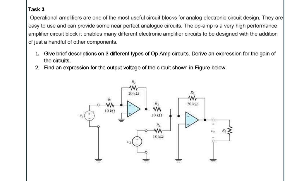 Solved Task 3 Operational Amplifiers Are One Of The Most | Chegg.com