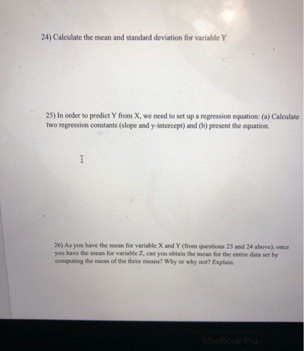 24) Calculate the mean and standard deviation for | Chegg.com