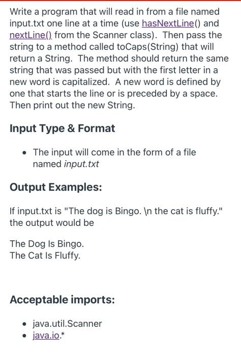 Solved Write a program that will read in from a file named | Chegg.com