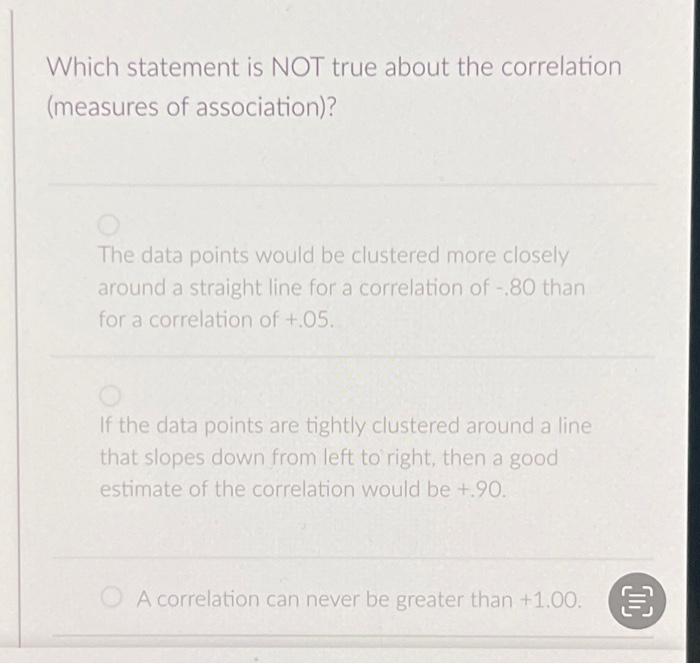 Solved Which statement is NOT true about the correlation