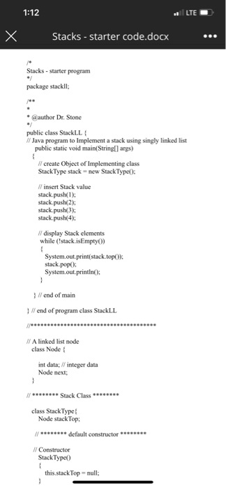 Solved Assume the stack and queue classes (the 2 starter | Chegg.com