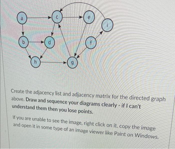 Solved а e a h 9 Create the adjacency list and adjacency | Chegg.com