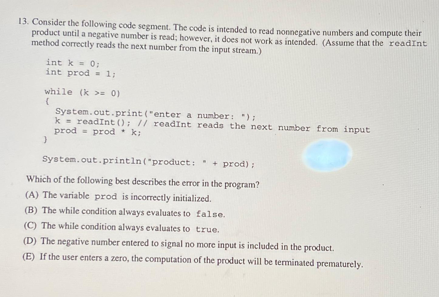 Solved Consider The Following Code Segment. The Code Is | Chegg.com