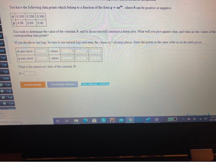 Solved You have the following data points which belong to a | Chegg.com