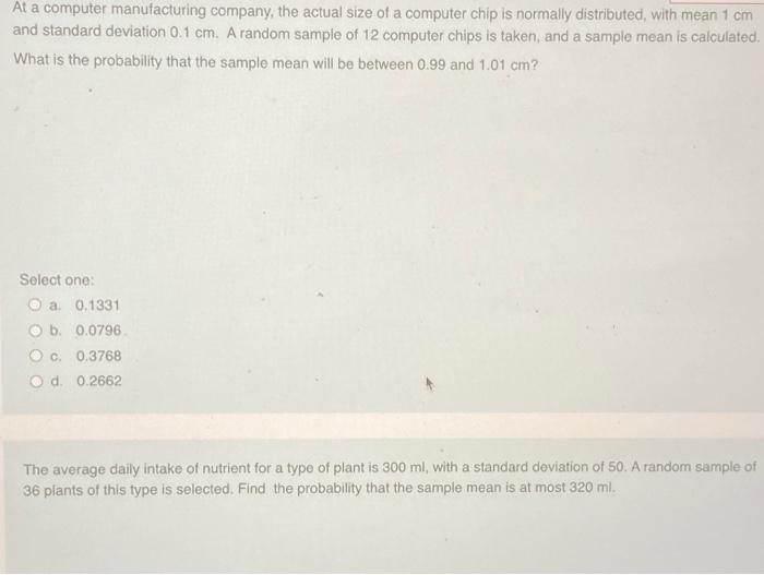 Solved At a computer manufacturing company, the actual size