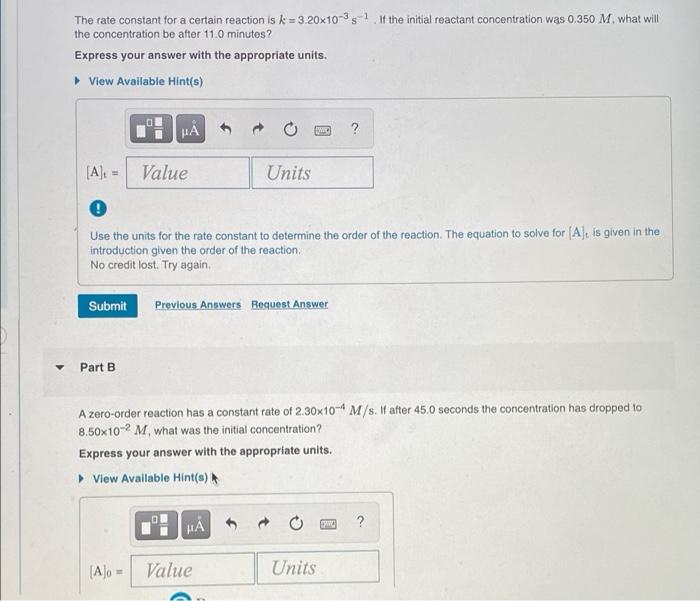 Solved The rate constant for a certain reaction is k = | Chegg.com