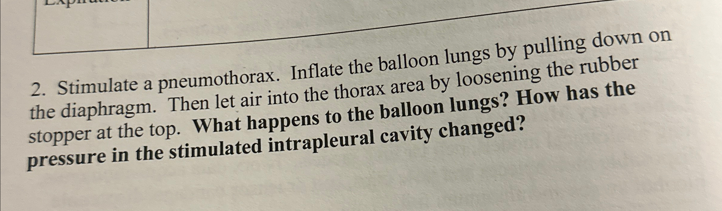 Solved Stimulate a pneumothorax. Inflate the balloon lungs | Chegg.com