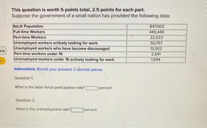 Solved This question is worth 5 points total, 2.5 points for | Chegg.com