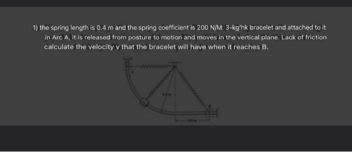 Solved 1) the spring length is 0.4 m and the spring | Chegg.com