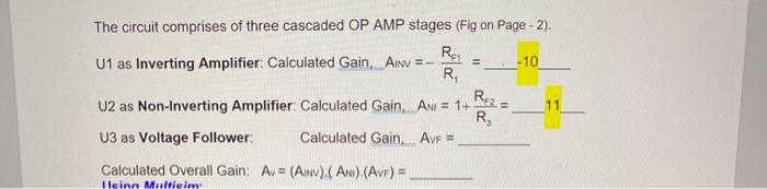 Solved The Circuit Comprises Of Three Cascaded OP AMP Stages | Chegg.com