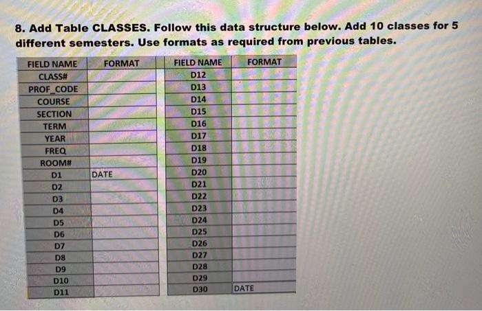 Solved Using Mysql add 10 classes for 5 different semester | Chegg.com