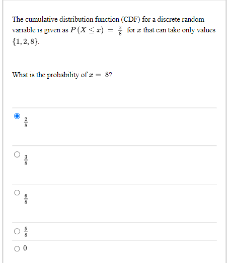 Solved The cumulative distribution function (CDF) ﻿for a | Chegg.com