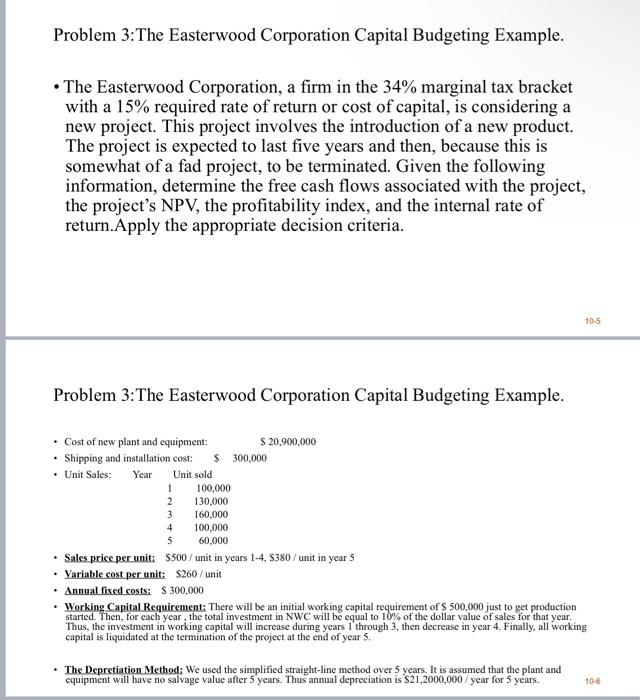 Problem 3 The Easterwood Corporation Capital Chegg