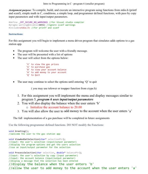 Solved Intro to Programming in C-program 6 (smaller program) | Chegg.com