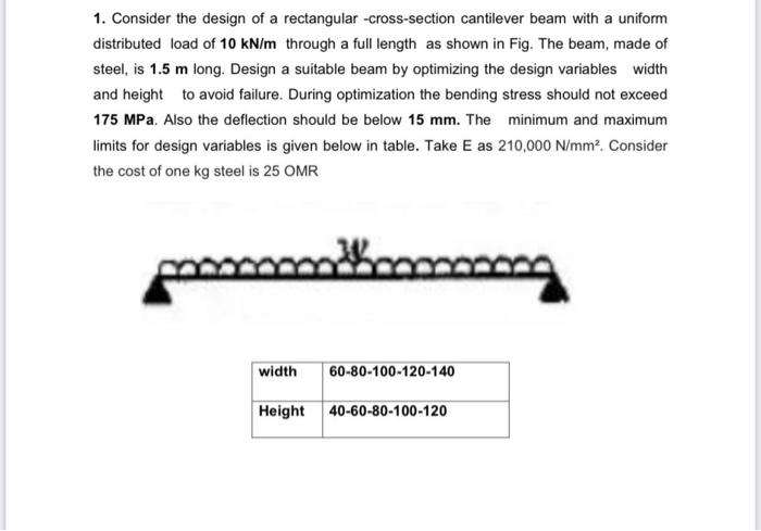 Solved 1. Consider The Design Of A Rectangular | Chegg.com