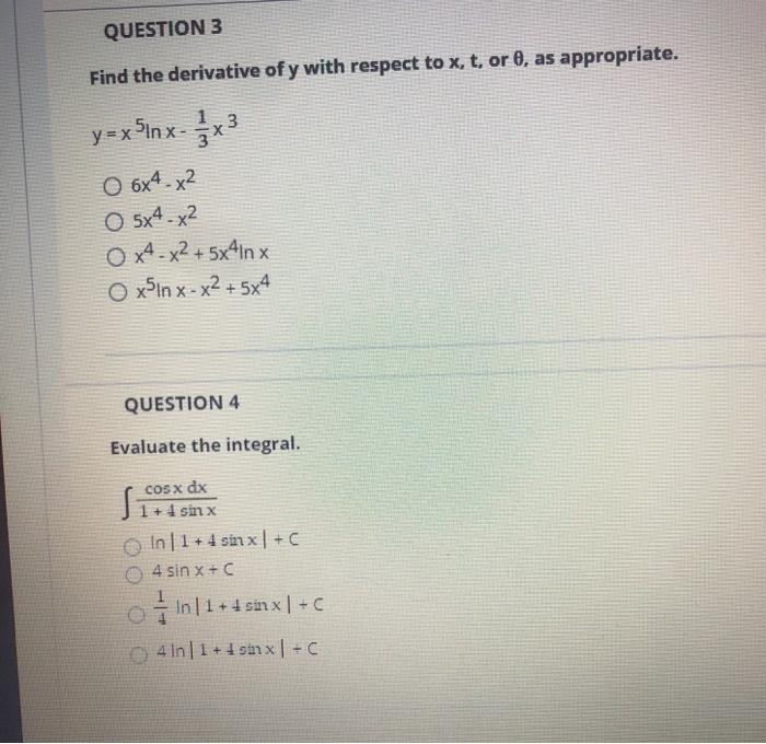 Solved QUESTION 3 Find the derivative of y with respect to | Chegg.com