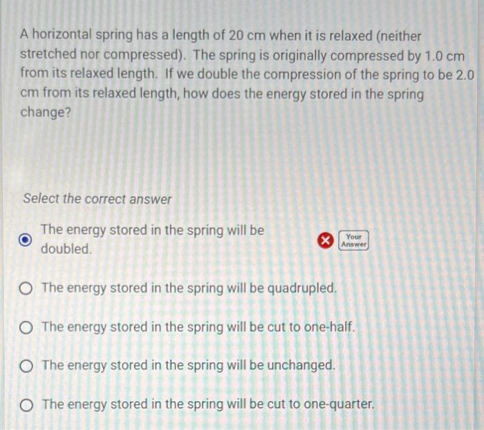 Solved A horizontal spring has a length of 20 cm when it is | Chegg.com