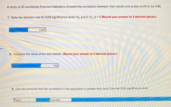 Solved A Study Of 20 Worldwide Financial Institutions Showed | Chegg.com