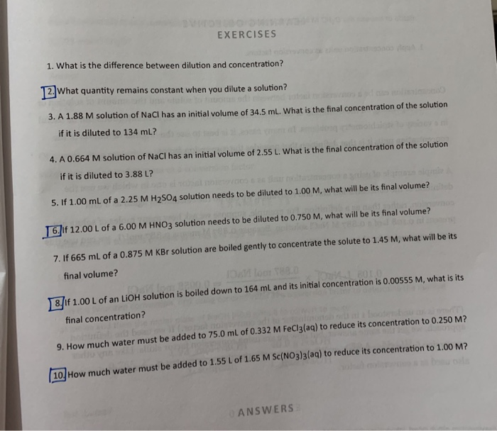 Solved EXERCISES 1. What is the difference between dilution | Chegg.com
