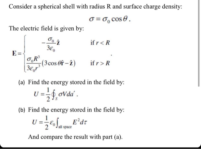 Solved Consider a spherical shell with radius R and surface | Chegg.com