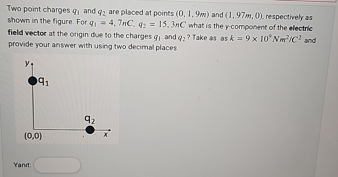 Solved Two point charges q1 ﻿and q2 ﻿are placed at points | Chegg.com