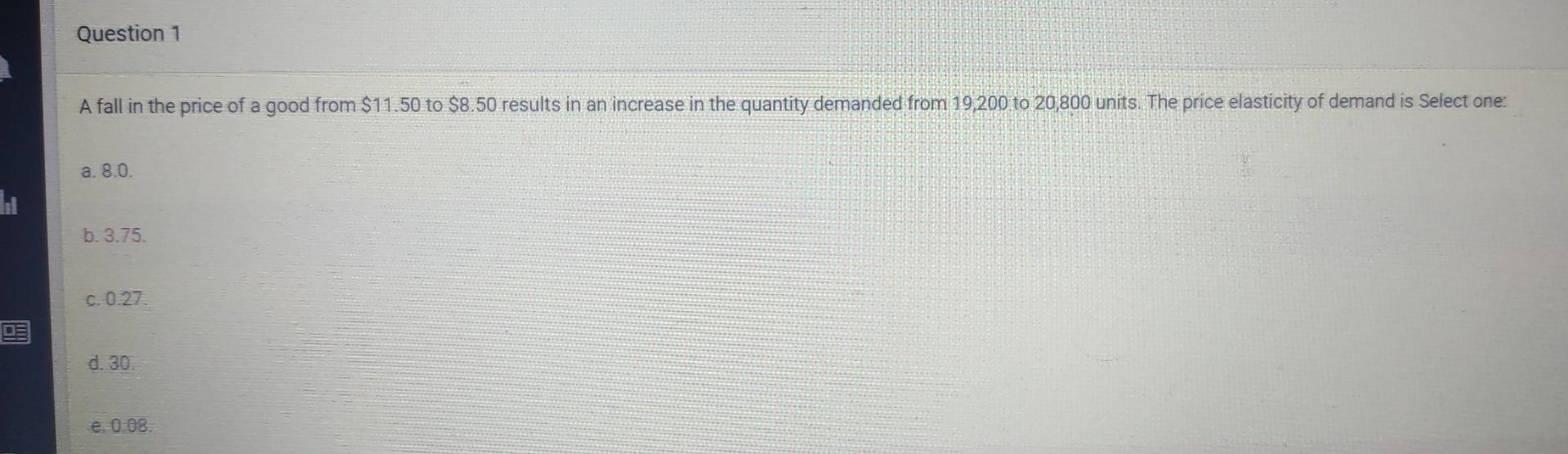 Solved Question 1 A fall in the price of a good from $11.50 | Chegg.com