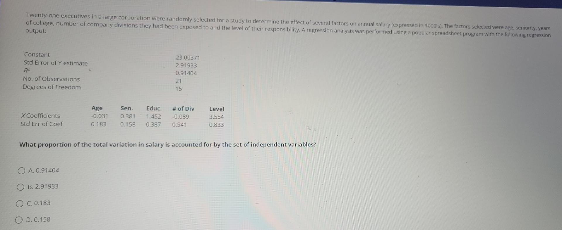 Solved What proportion of the total variation in salary is | Chegg.com