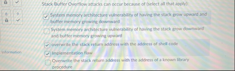 Solved 68BInformation9Stack Buffer Overflow attacks can | Chegg.com