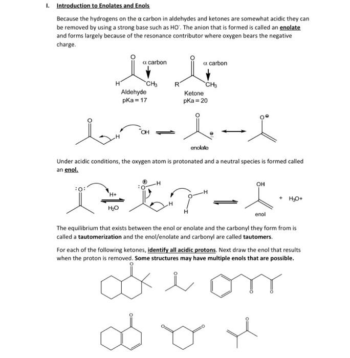 Solved I. Introduction To Enolates And Enols Because The | Chegg.com