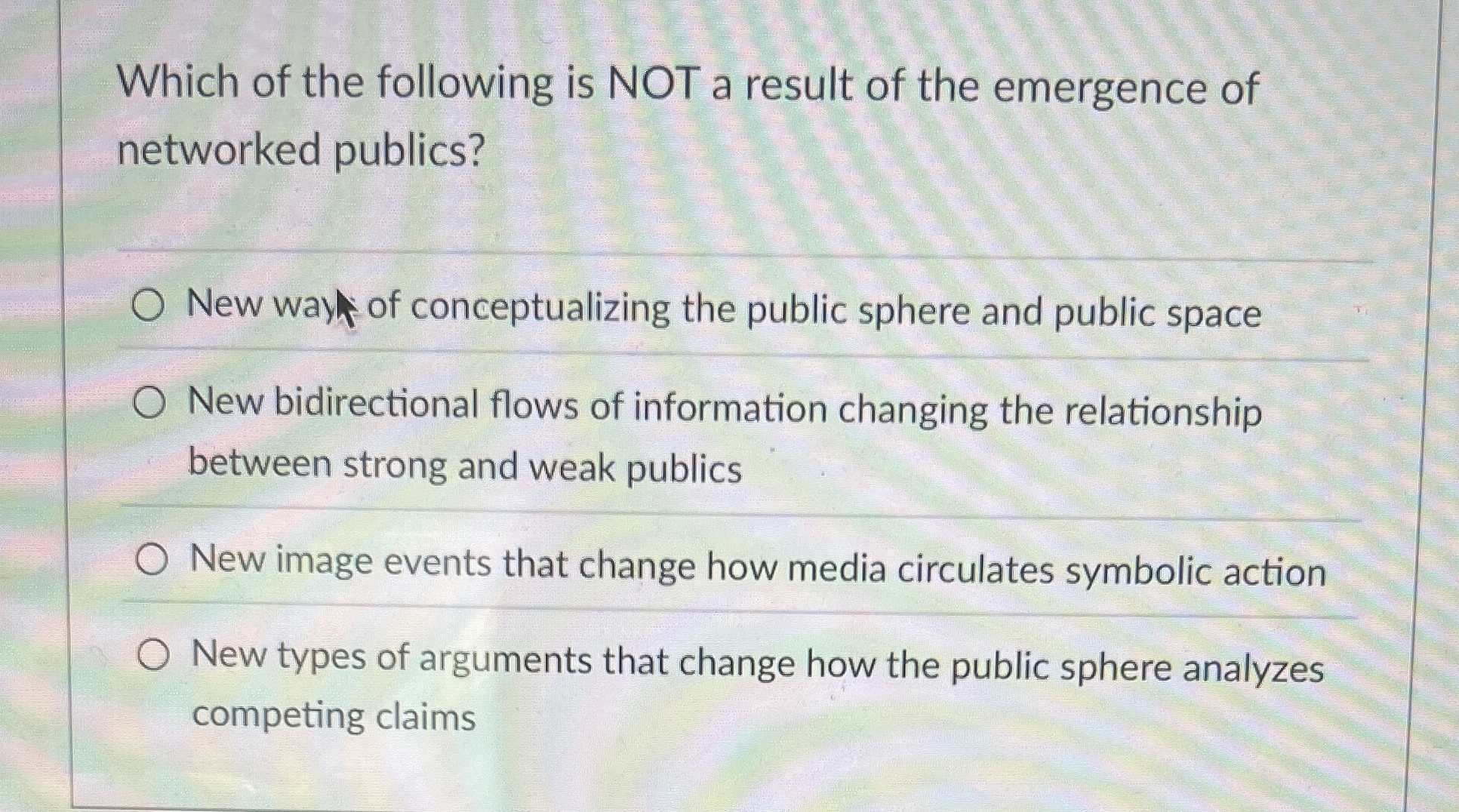 Solved Which of the following is NOT a result of the | Chegg.com