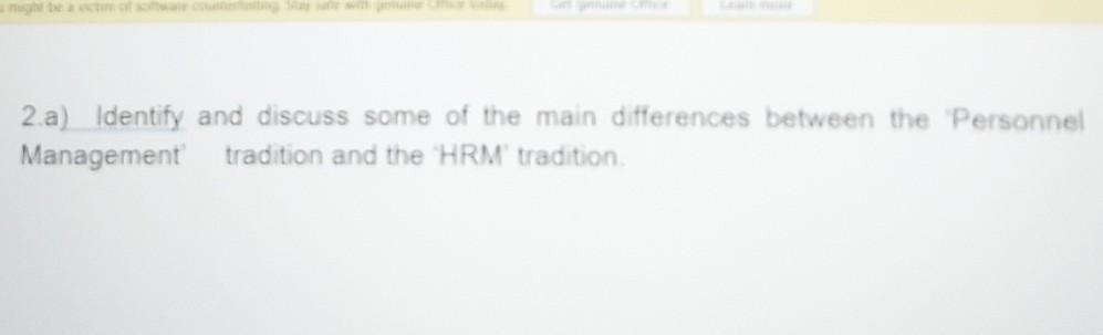Solved : 1. John Storey wrote in 1995 that: 'Human resource | Chegg.com