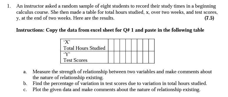 Solved 1. An instructor asked a random sample of eight | Chegg.com