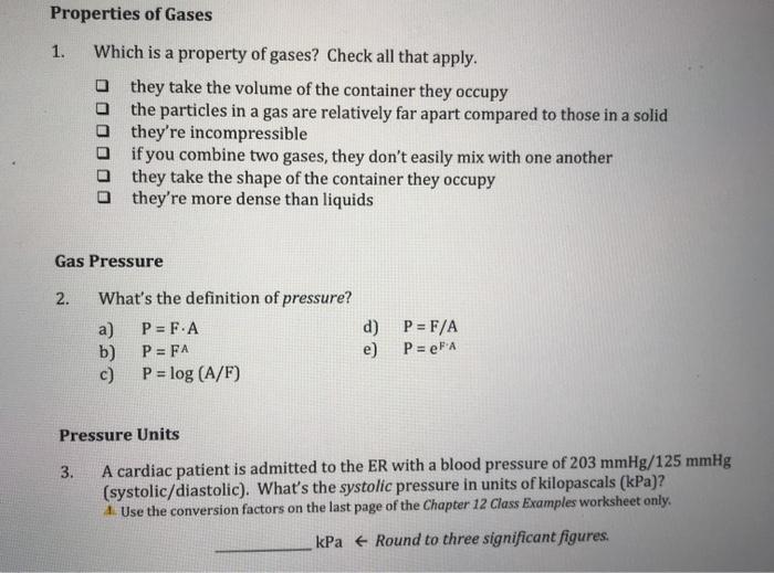 Gas Properties Definitions