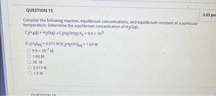 Solved Consider the following reaction equilibrium Chegg