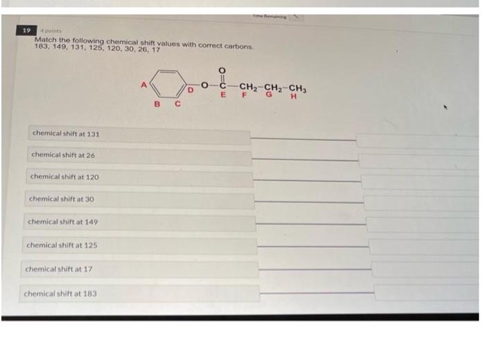 Solved 19 points Match the following chemical shift values | Chegg.com
