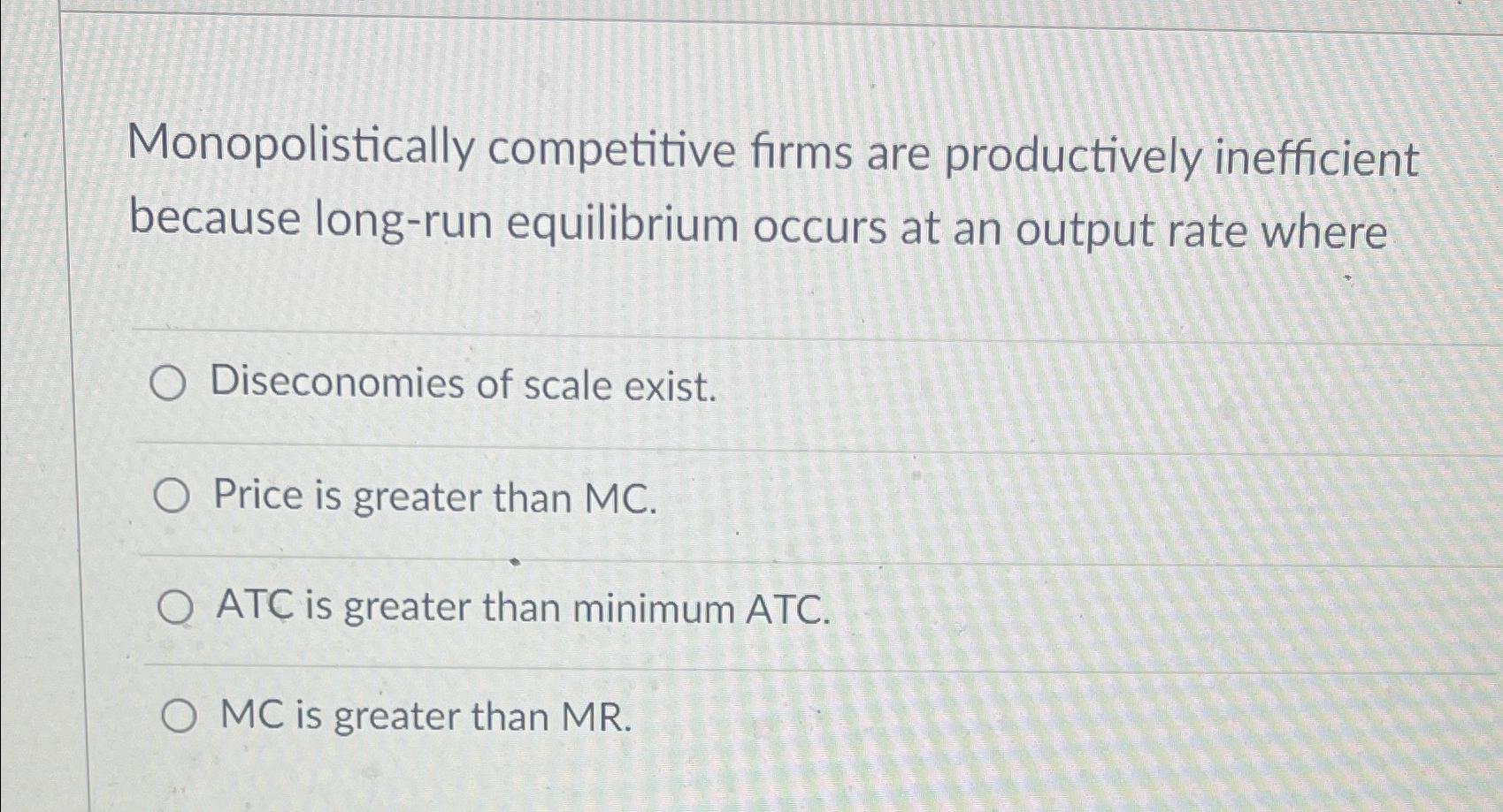 Solved Monopolistically competitive firms are productively | Chegg.com