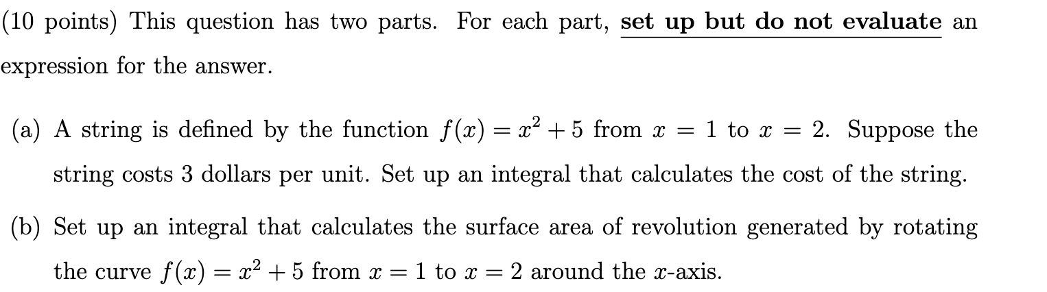 Solved (10 ﻿points) ﻿This question has two parts. For each | Chegg.com