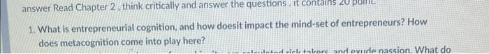 Solved answer Read Chapter 2 , think critically and answer | Chegg.com