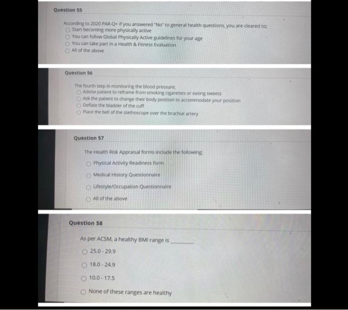 Question 55 According to 2020 PAR OH if you answered No to general health questions you are cleared to Start becoming more