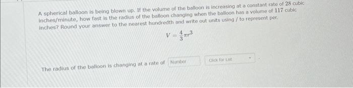 Solved A Spherical Balloon Is Being Blown Up. If The Volume | Chegg.com