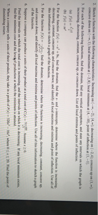Solved 2. Sketch a function with the following | Chegg.com