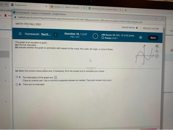 Solved op X Assignments X c) section 12 MATH-1710-001 X O | Chegg.com