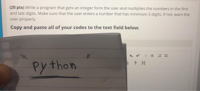 Solved (20 pts) Write a program that gets an integer form | Chegg.com