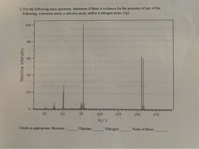 Solved 2 For The Following Mass Spectrum Determine If 8373