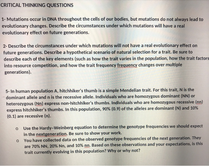 biology critical thinking questions