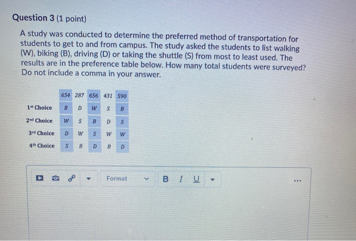 Solved Question 3 (1 point) A study was conducted to | Chegg.com